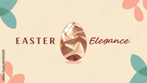 Elegant easter celebration with a beautifully decorated egg and floral accents conveying a sense of refined festivity and spring joy