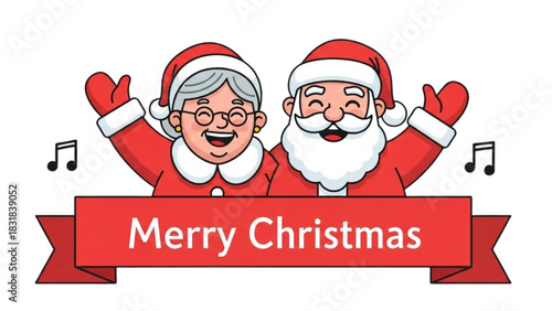 Cheerful Santa Claus and Mrs