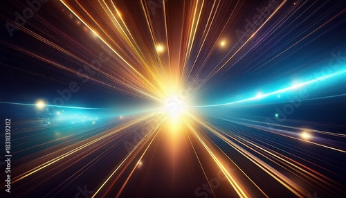 abstract background with bright light burst and lens flares