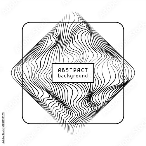 Particles and wavy lines in shape. Linear wave style.