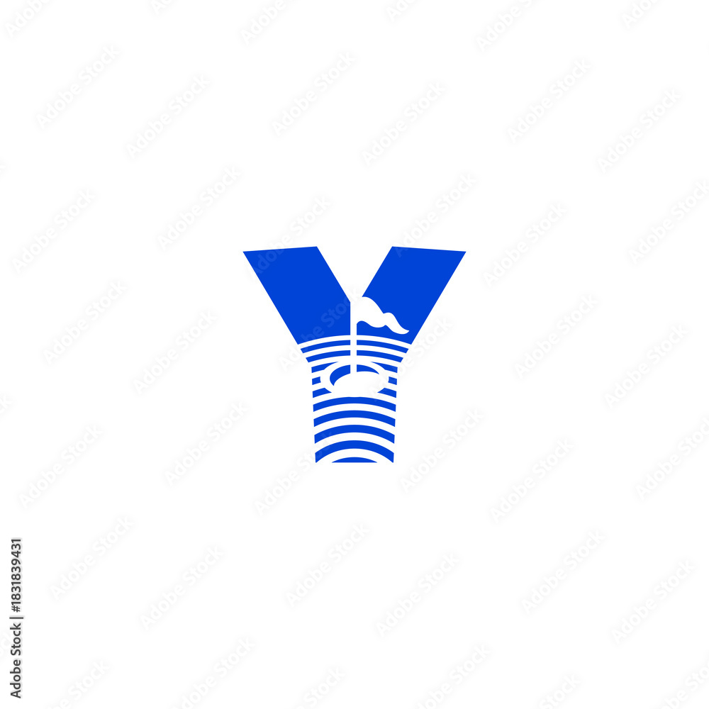 Obraz premium A clean golf course logo featuring a flag pin at the hole forming an alphabet shape. Modern, minimalist, and perfect for golf clubs, tournaments, sports branding, and professional identity design.