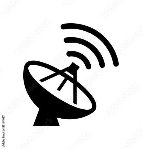 Satellite dish icon connecting the world with modern technology, vector design
