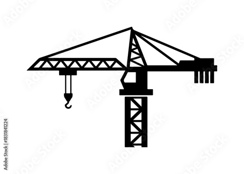 Construction crane icon for building industry projects, engineering solutions