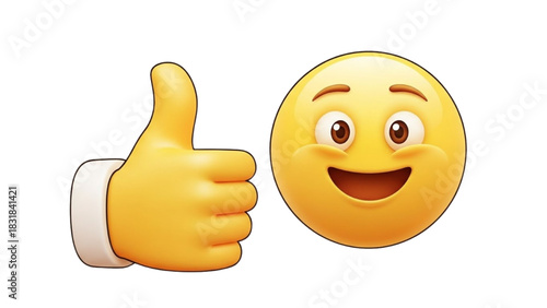 Emoji Thumbs Up Next to Grinning Face for Positive Online Interactions