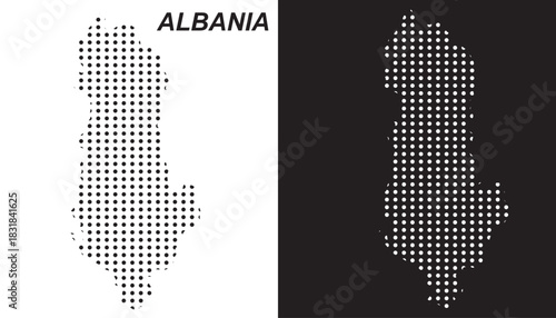 Albania Dot Map Vector, Digital Geometric Silhouette, Infographic Template, Point Scale Technology Concept, Balkan Europe Country EPS