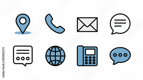 Communication and Contact Icon Collection, Essential Web Service Symbols