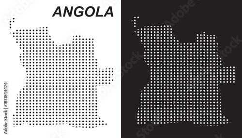 Angola Dot Map Vector, Digital Geometric Silhouette, Infographic Template, Point Scale Technology Concept, Africa Country EPS