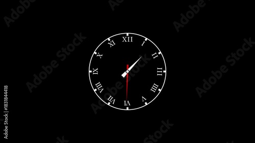 Wallpaper Mural A classic white clock with Roman numerals. analog clock with Roman numerals animation on black background.  Torontodigital.ca