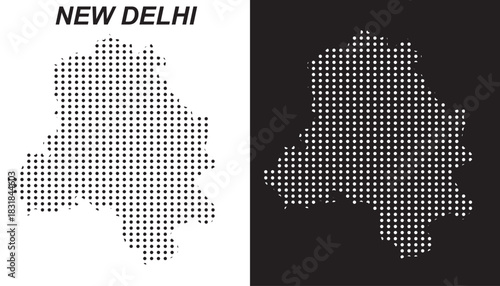 New Delhi Dot Map Vector, India Territory Digital Geometric Silhouette, Infographic Template, Point Scale Technology Concept EPS