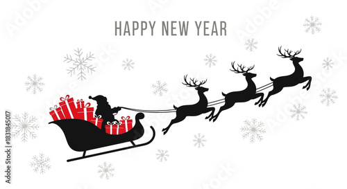 Santa Claus in Sleigh Delivering Gifts for Happy New Year Celebration