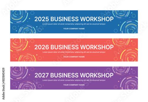 Modern business banner templates with abstract geometric patterns. Perfect for workshops, events, conferences, presentations, or branding projects, combining style and professionalism.