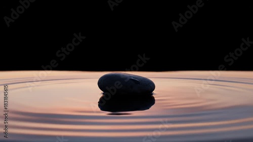 Stone dropping into water creating ripples abstract concept