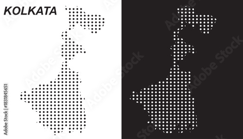 Kolkata Dot Map Vector, India Territory Digital Geometric Silhouette, Infographic Template, Point Scale Technology Concept EPS