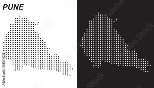 Pune Dot Map Vector, India Territory Digital Geometric Silhouette, Infographic Template, Point Scale Technology Concept EPS
