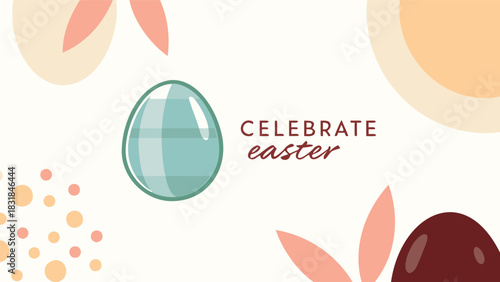 Celebrate easter with a festive and modern design featuring colorful abstract shapes and decorative easter eggs in a pastel color palette for a joyful holiday greeting