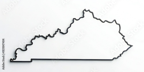 Kentucky State Outline With Shadow On White silhouette