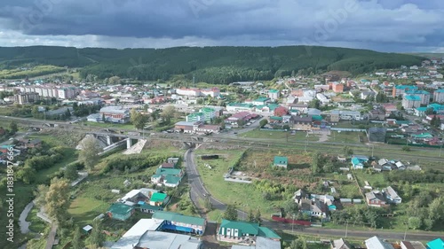 Quiet country landscapes, Peaceful village scenes from above provide calmness, Kukmor, captured from air
