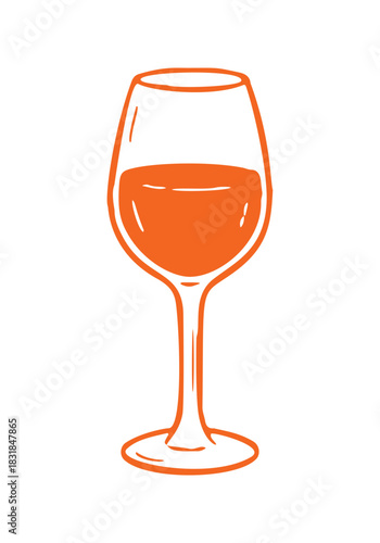Hand drawn style wine glass filled with vibrant liquid.