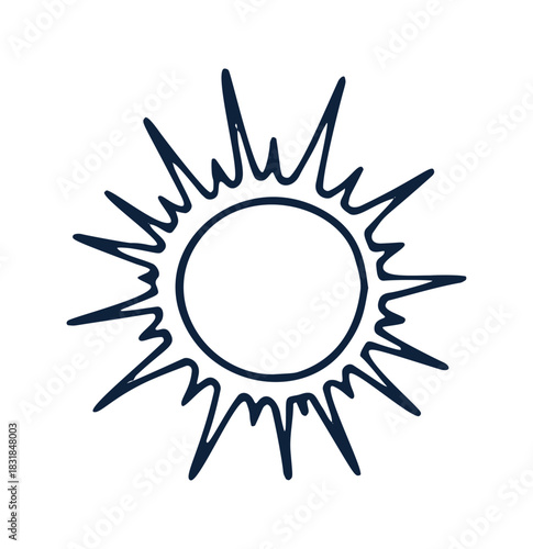 A sunny mediterranean icon in a hand drawn doodle style, a line drawing in vector format for artistic uses.