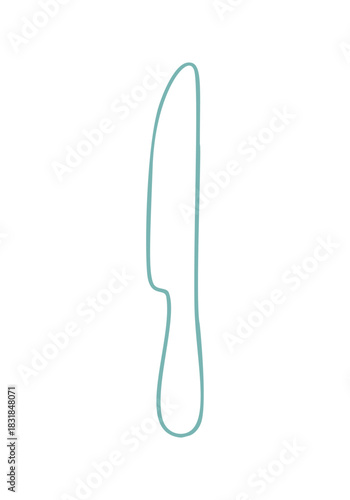 A simple, minimalist hand drawn line art of a knife. This could be used for a mediterranean restaurant or culinary icon.