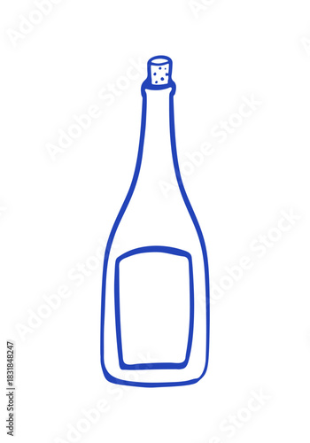 Hand drawn bottle. Vector art showcases Mediterranean style with a simple, yet elegant line drawing perfect for many designs.