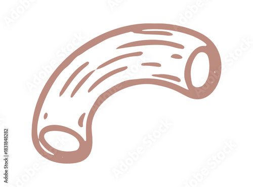 Simple hand-drawn line art of ziti pasta. It is a Mediterranean staple often used in delicious dishes.