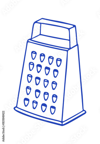 Grater with a hand-drawn style and bold lines. This vector doodle would be ideal for cooking or Mediterranean designs.