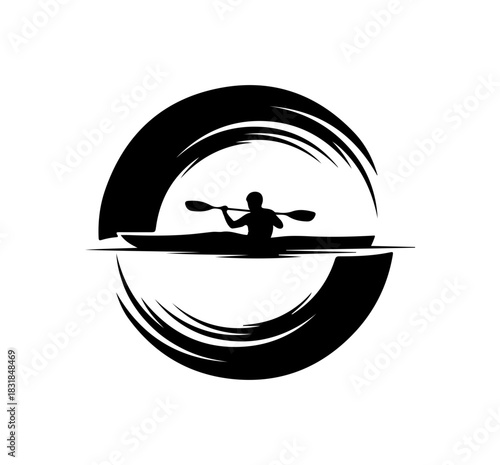 Dynamic kayaking adventure logo for outdoor enthusiasts