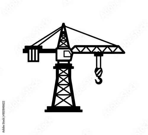Construction crane lifting heavy materials for development
