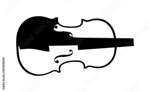 Elegant violin silhouette, musical instrument artistry style