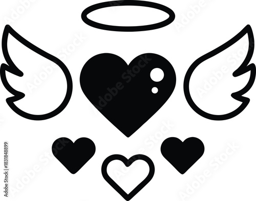 Angelic heart symbol isolated on white background