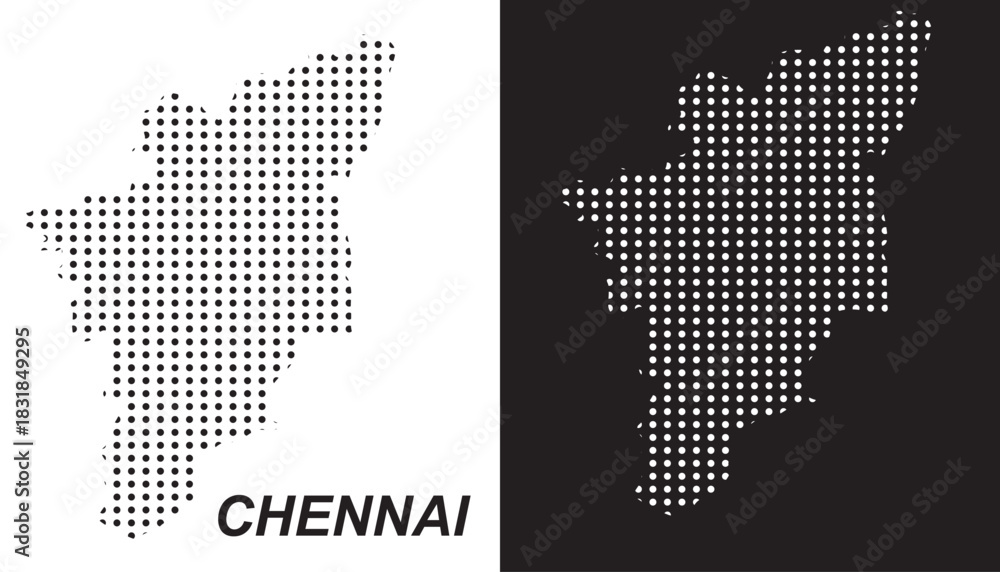 Obraz premium Chennai Dot Map Vector, India Territory Digital Geometric Silhouette, Infographic Template, Point Scale Technology Concept EPS