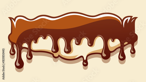 Rich dark chocolate drips flowing down smoothly against a creamy background