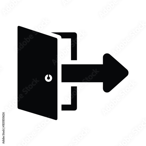 Black and white icon representing an open door with an arrow pointing to the right, symbolizing exit or logout