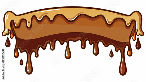 Delicious layers of melting chocolate and caramel dripping down