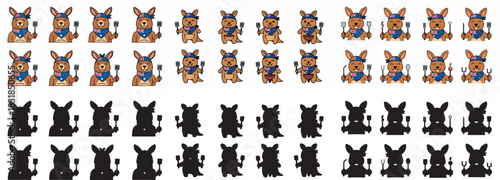 Australian kangaroo with British flag and food utensils