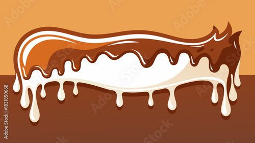 Abstract illustration of dripping chocolate and cream layers with a blank space for text