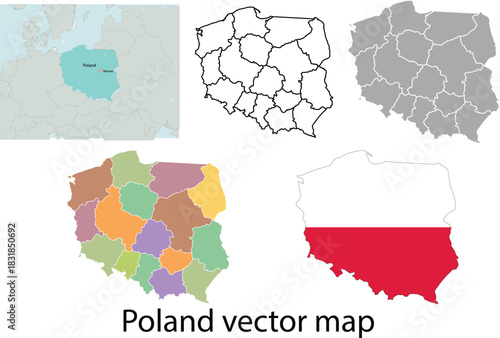 A premium-quality Poland vector map featuring a precise and clean outline of the country's borders and regions  perfect for designers, educators, and content creators.