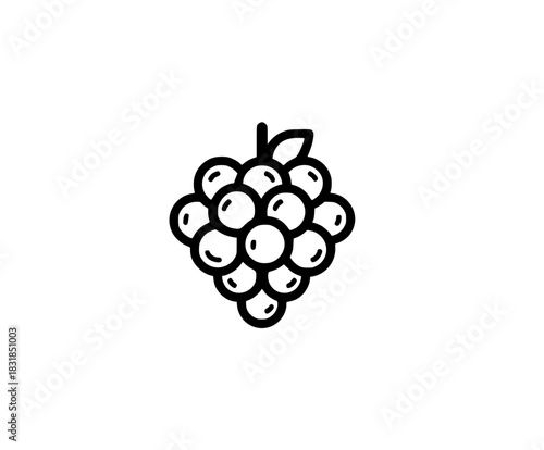 Vintage Fruit Icon: Simplistic Black White Bunch Grapes Flat Vector Art | Clean, isolated vector art for creative projects.