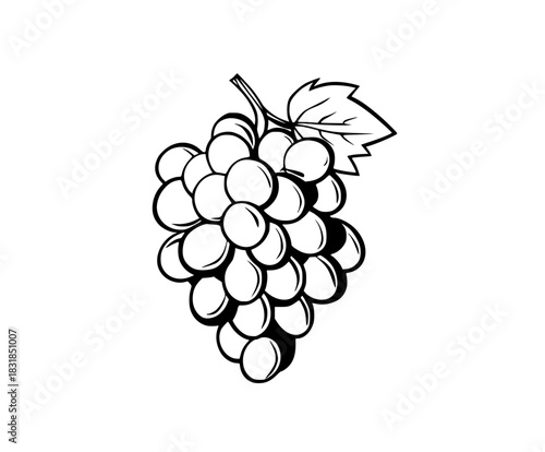 Bunch Grapes - Classic Black White Icon | Clean, isolated vector art for creative projects.