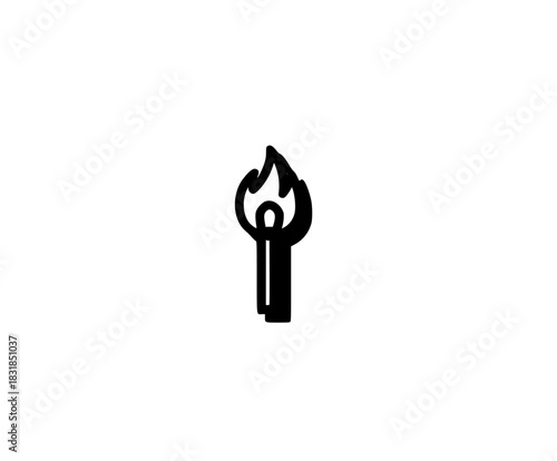 solitary spark dark: flat vector icon flame | Clean, isolated vector art for creative projects.