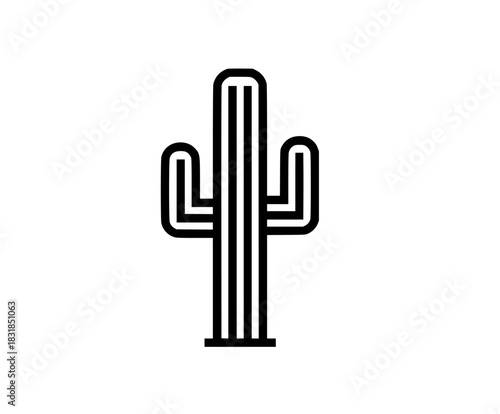 Elegant Black White Cactus Iconography | Clean, isolated vector art for creative projects.