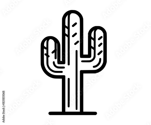 Silhouette Cactus: Desert Icon Black White | Clean, isolated vector art for creative projects.