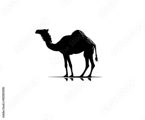 Camel solitude desert oasis | Clean, isolated vector art for creative projects.
