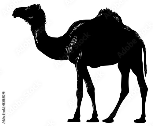 Silhouette Camel Desert | Clean, isolated vector art for creative projects.