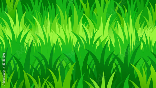 Vibrant green grass blades create a lush and detailed natural background texture
