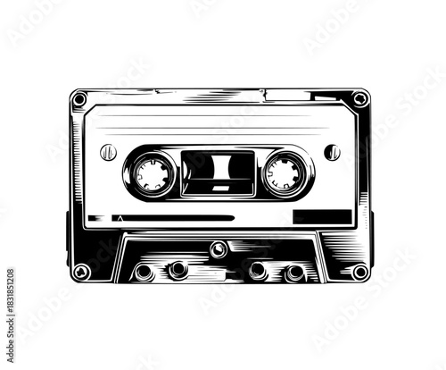Echoes Past: Tribute Nostalgia through Classic Cassette Tape Icon | Clean, isolated vector art for creative projects.
