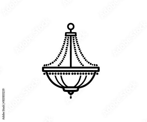 Elegant Black White Chandelier Design - Timeless Elegance | Clean, isolated vector art for creative projects.