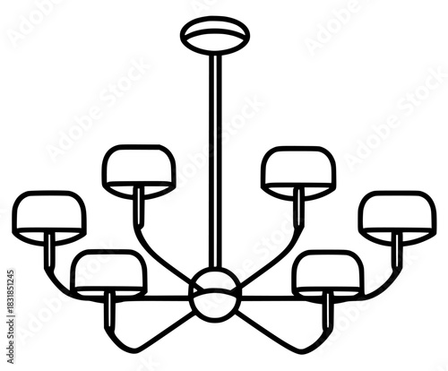 Elegant Black White Chandelier Design - Timeless Centerpiece | Clean, isolated vector art for creative projects.