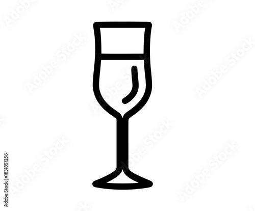 Elegant Silhouette Wine Glass Black White | Clean, isolated vector art for creative projects.